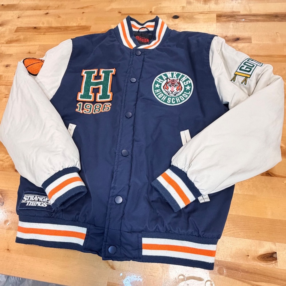 Stranger Things Varsity Jacket Kids S Navy Blue Excellent Hawkins High